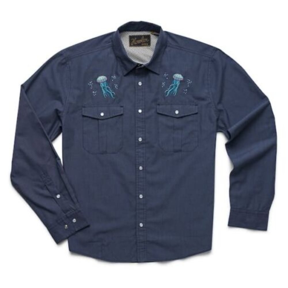 Howler Bros Gaucho Snap Shirt - Jellyfish / Microstripe Small